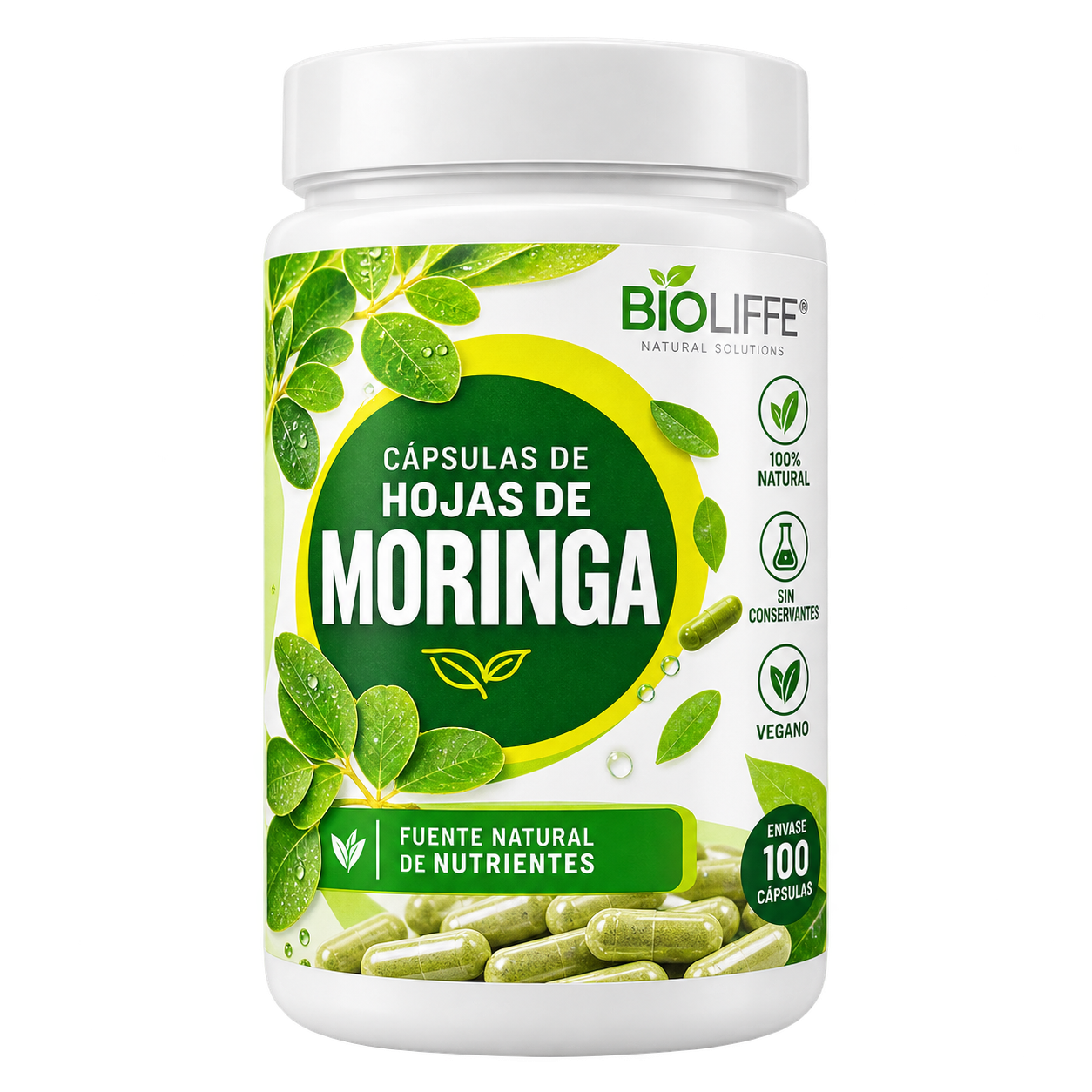 Cápsulas de Hojas de Moringa
