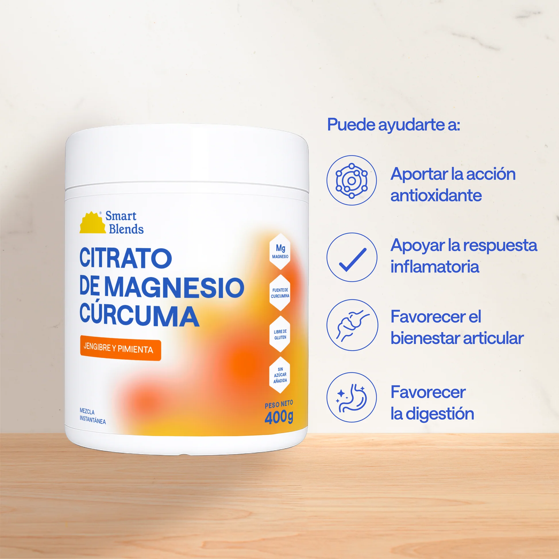 Citrato de Magnesio Cúrcuma Jengibre y Pimienta